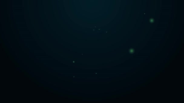 Светящаяся неоновая линия икона арбуза выделена на черном фоне. Видеографическая анимация 4K — стоковое видео