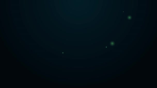 Linea neon incandescente Figura geometrica Icona sferica isolata su sfondo nero. Forma astratta. Ornamento geometrico. Animazione grafica 4K Video motion — Video Stock