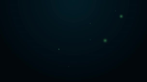 Светящаяся неоновая линия Иконка человеческого позвоночника выделена на черном фоне. Видеографическая анимация 4K — стоковое видео