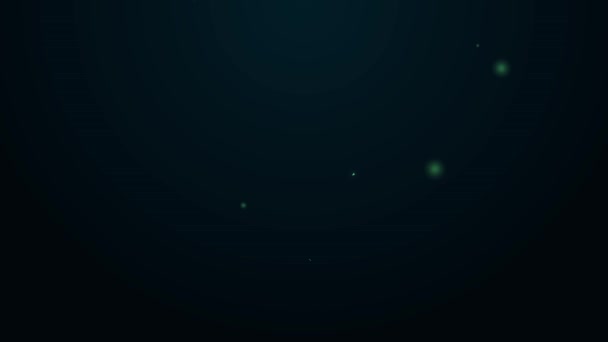 Linha de néon brilhante ícone de couro isolado no fundo preto. Animação gráfica em movimento de vídeo 4K — Vídeo de Stock