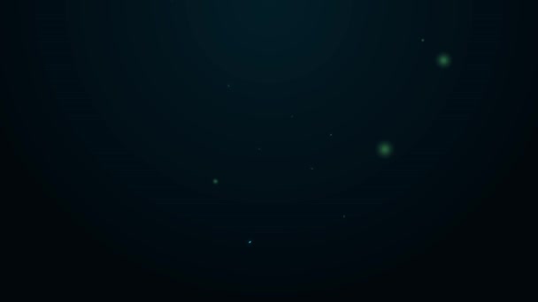 Светящаяся неоновая линия Кожаная иконка выделена на черном фоне. Видеографическая анимация 4K — стоковое видео