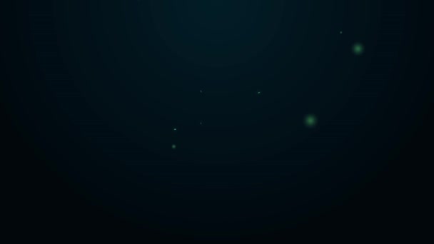 Linha de néon brilhante Capa de graduação no ícone de bolha de fala isolado no fundo preto. Chapéu de graduação com ícone de borla. Animação gráfica em movimento de vídeo 4K — Vídeo de Stock