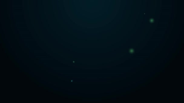 Świecąca neonowa linia Ludzka ręka trzymająca ziemską ikonę globu na czarnym tle. Zachowaj ideę Ziemi. 4K Animacja graficzna ruchu wideo — Wideo stockowe