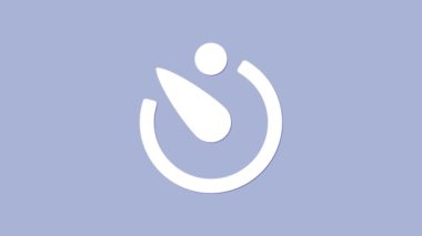 Beyaz Kamera zamanlayıcı simgesi mor arkaplanda izole edildi. Fotoğrafa maruz kalma. Kronometre kronometresi. 4K Video hareketli grafik canlandırması