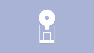 Beyaz Akıllı Kahve Makinesi simgesi mor arkaplanda izole edilmiş. İnternet kavramının kablosuz bağlantısı. 4K Video hareketli grafik canlandırması