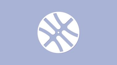 Mor arka planda izole edilmiş beyaz basketbol topu ikonu. Spor sembolü. 4K Video hareketli grafik canlandırması