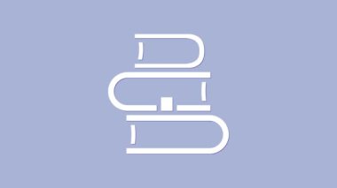 Beyaz Kitap simgesi mor arkaplanda izole edilmiş. 4K Video hareketli grafik canlandırması