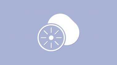 Beyaz Kivi meyve ikonu mor arkaplanda izole edilmiş. 4K Video hareketli grafik canlandırması