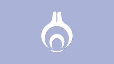 Mor arkaplanda beyaz soğan simgesi var. 4K Video hareketli grafik canlandırması