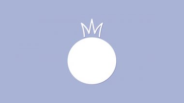 Mor arkaplanda beyaz domates simgesi izole edildi. 4K Video hareketli grafik canlandırması