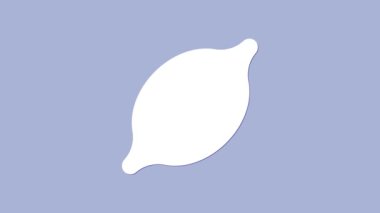 Beyaz Limon simgesi mor arkaplanda izole edilmiş. 4K Video hareketli grafik canlandırması