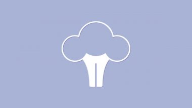 Mor arkaplanda beyaz brokoli simgesi var. 4K Video hareketli grafik canlandırması