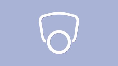 Beyaz Gaz maskesi simgesi mor arkaplanda izole edildi. Solunum cihazı işareti. 4K Video hareketli grafik canlandırması