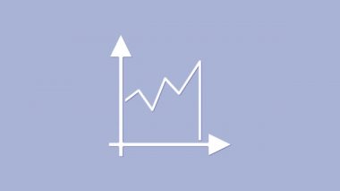 Beyaz Grafik, çizelge, grafik, diyagram, bilgi, mor arkaplanda izole edilmiş turta grafik simgesi. 4K Video hareketli grafik canlandırması