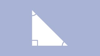 Beyaz Üçgen matematik ikonu mor arkaplanda izole edilmiş. 4K Video hareketli grafik canlandırması