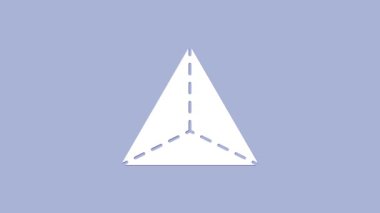 Beyaz Geometrik figür Tetrahedron simgesi mor arkaplanda izole edildi. Soyut şekil. Geometrik süs. 4K Video hareketli grafik canlandırması