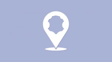 Beyaz Deri simgesi mor arkaplanda izole edilmiş. 4K Video hareketli grafik canlandırması