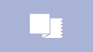 Beyaz tekstil kumaş rulo simgesi mor arkaplanda izole edilmiş. Yuvarlan, paspas, halı, halı, halı ya da kağıt rulo ikonu. 4K Video hareketli grafik canlandırması