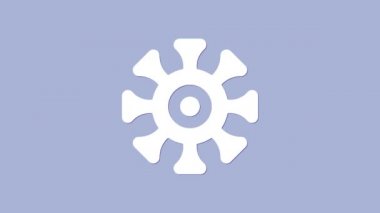 Beyaz Bakteri simgesi mor arkaplanda izole edilmiş. Bakteriler ve mikroorganizmalar, sebep olan mikroorganizma hastalıkları, hücre kanseri, mikrop, virüs, mantar. 4K Video hareketli grafik canlandırması