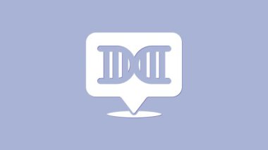 Mor arkaplanda izole edilmiş beyaz DNA sembolü. 4K Video hareketli grafik canlandırması