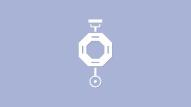 Beyaz Çin kağıt fener ikonu, mor arka planda izole edilmiş. 4K Video hareketli grafik canlandırması