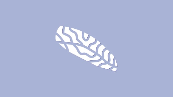 Icono de filete de pescado blanco aislado sobre fondo púrpura. Animación gráfica de vídeo 4K — Vídeo de stock