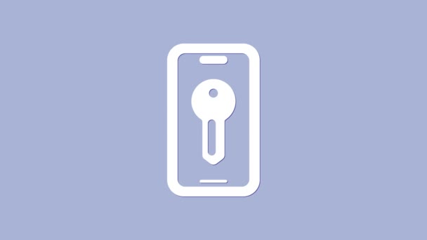 Ikona białego klucza Smart odizolowana na fioletowym tle. 4K Animacja graficzna ruchu wideo — Wideo stockowe