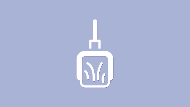 Иконка "Белая пыльца" выделена на фиолетовом фоне. Уборка совок. Видеографическая анимация 4K — стоковое видео
