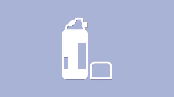White Shaving gel pěna ikona izolované na fialovém pozadí. Krém na holení. Grafická animace pohybu videa 4K