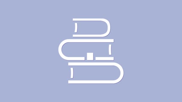 Icona del libro bianco isolata su sfondo viola. Animazione grafica 4K Video motion — Video Stock