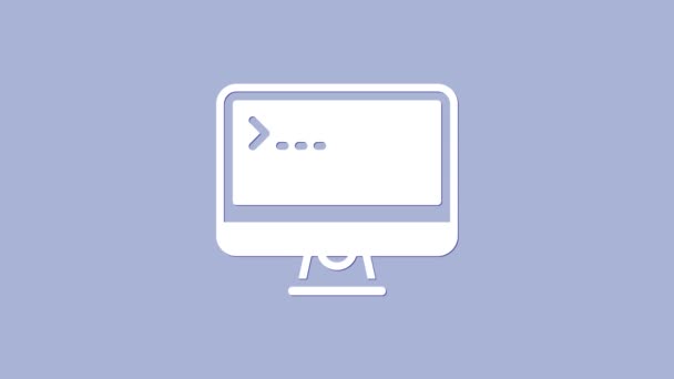 White Computer monitor screen icon isolated on purple background. Electronic device. Front view. 4K Video motion graphic animation — Stock Video