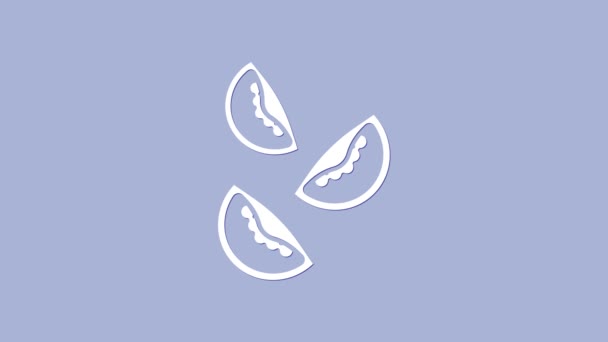 Biała ikona pomidora izolowana na fioletowym tle. 4K Animacja graficzna ruchu wideo — Wideo stockowe