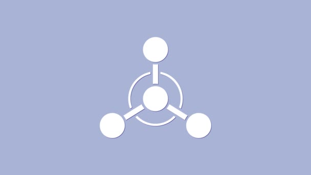 Ícone Molécula branca isolado no fundo roxo. Estrutura de moléculas em química, professores de ciências cartaz educacional inovador. Animação gráfica em movimento de vídeo 4K — Vídeo de Stock