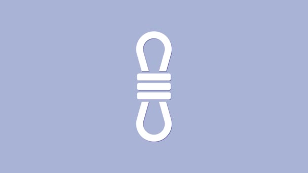 White Climber rope icon isolated on purple background. Extreme sport. Sport equipment. 4K Video motion graphic animation — Stock Video