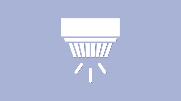 Ikona poplašného systému bílého kouře izolovaná na fialovém pozadí. Detektor kouře. Grafická animace pohybu videa 4K — Stock video
