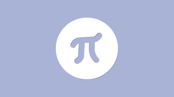 Icono símbolo Pi blanco aislado sobre fondo púrpura. Animación gráfica de vídeo 4K — Vídeo de stock