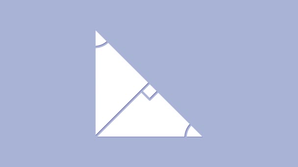 Fehér szögfelező egy háromszög ikon elszigetelt lila háttér. 4K Videó mozgás grafikus animáció — Stock videók