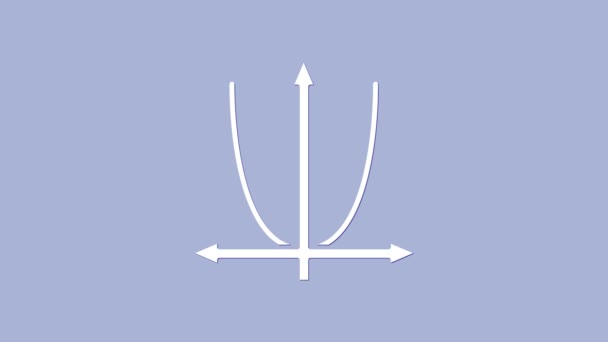 Gráfico branco, cronograma, gráfico, diagrama, infográfico, ícone de gráfico de torta isolado em fundo roxo. Animação gráfica em movimento de vídeo 4K — Vídeo de Stock