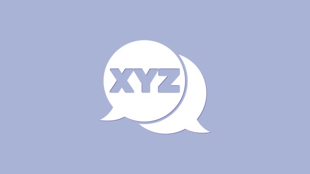 Icône du système de coordonnées XYZ blanche isolée sur fond violet. Axe XYZ pour l'affichage des statistiques graphiques. Animation graphique de mouvement vidéo 4K — Video