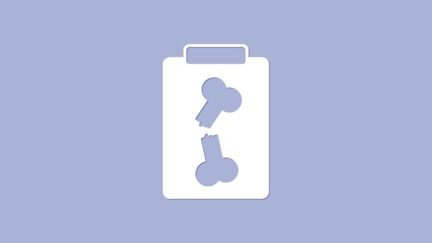 Icono blanco de rayos X aislado sobre fondo púrpura. Animación gráfica de vídeo 4K — Vídeo de stock