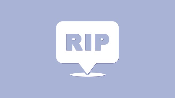 White Speech bubble rip death icon isolated on purple background. 4K Video motion graphic animation — Stock Video