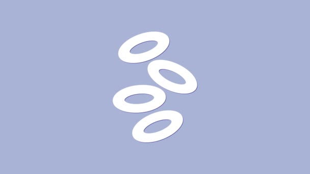 Белый медицинский гемоглобин значок эритроцитов изолирован на фиолетовом фоне. Видеографическая анимация 4K — стоковое видео