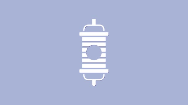 Icono de linterna de papel chino blanco aislado sobre fondo púrpura. Animación gráfica de vídeo 4K — Vídeo de stock