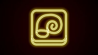 Siyah arka planda izole edilmiş bir plaka ikonunda parlayan neon çizgisi Ahtapot. 4K Video hareketli grafik canlandırması