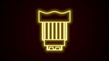 Parlayan neon çizgisi fotoğraf objektifi simgesi siyah arkaplanda izole edildi. 4K Video hareketli grafik canlandırması