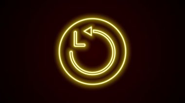 Parlayan neon çizgisi Radius simgesi siyah arkaplanda izole edildi. 4K Video hareketli grafik canlandırması