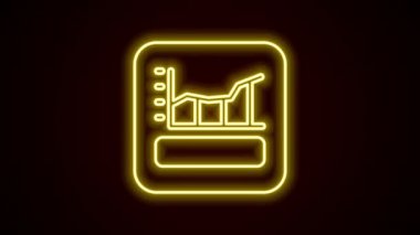Parlak neon çizgisi Grafik, çizelge, grafik, diyagram, bilgi grafiği, turta grafik simgesi siyah arkaplanda izole edildi. 4K Video hareketli grafik canlandırması
