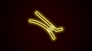Parlayan neon çizgisi saç tokası simgesi siyah arkaplanda izole edildi. 4K Video hareketli grafik canlandırması