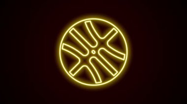 Parlayan neon çizgisi basketbol topu ikonu siyah arkaplanda izole edildi. Spor sembolü. 4K Video hareketli grafik canlandırması