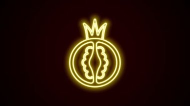 Parlayan neon çizgisi domates simgesi siyah arkaplanda izole edildi. 4K Video hareketli grafik canlandırması